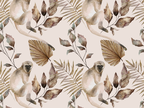 热带非洲动物植物手绘水彩图案纹理肌理24