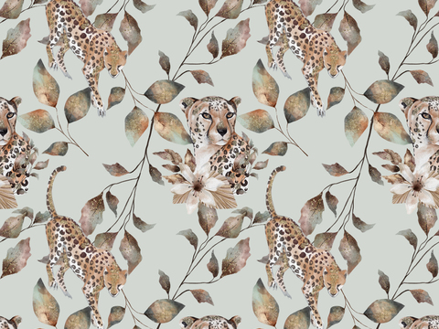 热带非洲动物植物手绘水彩图案纹理肌理20