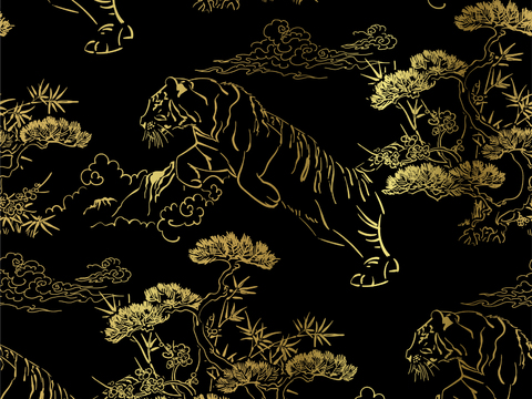 传统风黑金图案纹理肌理11