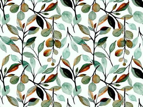  水彩风小清晰植物树叶图案纹理肌理30 