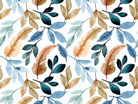 水彩风小清晰植物树叶图案纹理肌理39