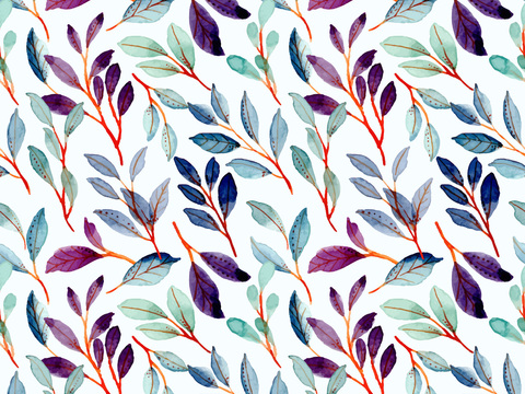  水彩风小清晰植物树叶图案纹理肌理29 