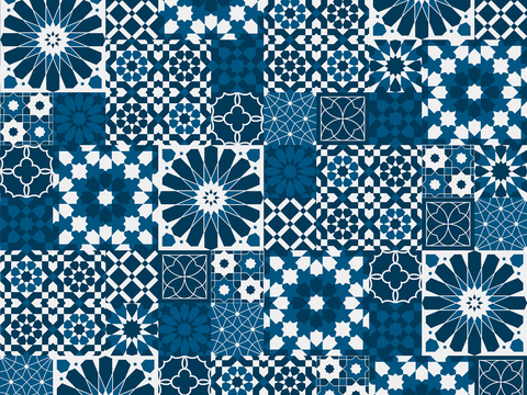 摩洛哥民族风蓝色马赛克几何图案纹理58