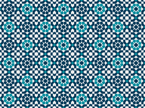 摩洛哥民族风蓝色马赛克几何图案纹理44