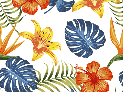 时尚热带植物花纹图案纹理肌理15