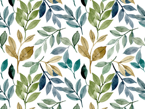  水彩风小清晰植物树叶图案纹理肌理35 