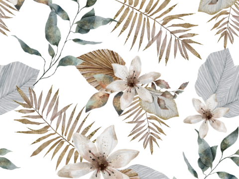 热带非洲动物植物手绘水彩图案纹理肌理31