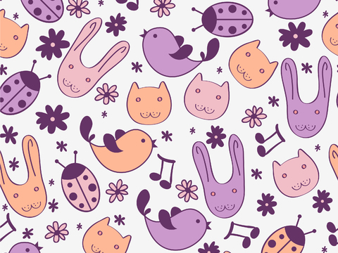 卡通可爱儿童动物图案纹理肌理45