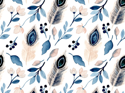  水彩风小清晰植物树叶图案纹理肌理40 