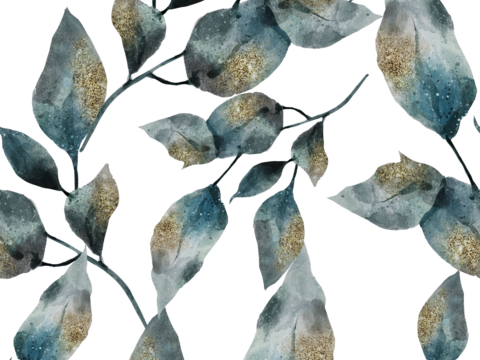  热带非洲动物植物手绘水彩图案纹理肌理35 