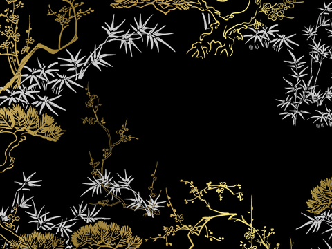 传统风黑金图案纹理肌理22