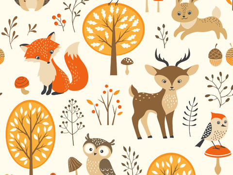 卡通可爱儿童动物图案纹理肌理25