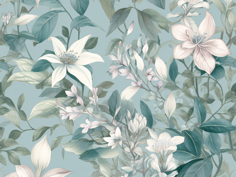 复古小清晰森林系植物纹理图案肌理47