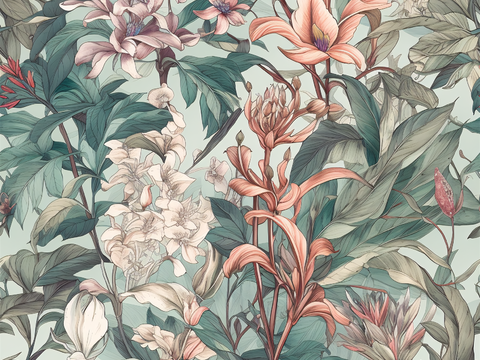 复古小清晰森林系植物纹理图案肌理24