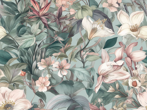 复古小清晰森林系植物纹理图案肌理36