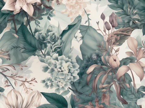  复古小清晰森林系植物纹理图案肌理30 