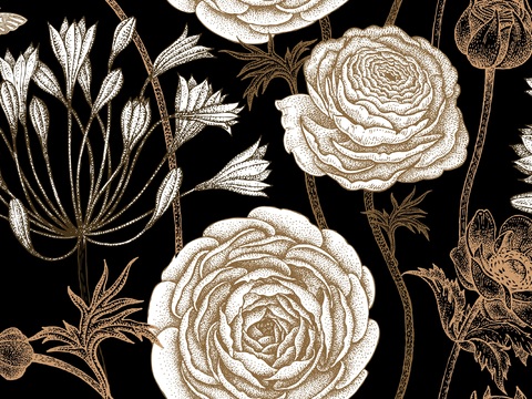 中式植物图案纹理肌理22