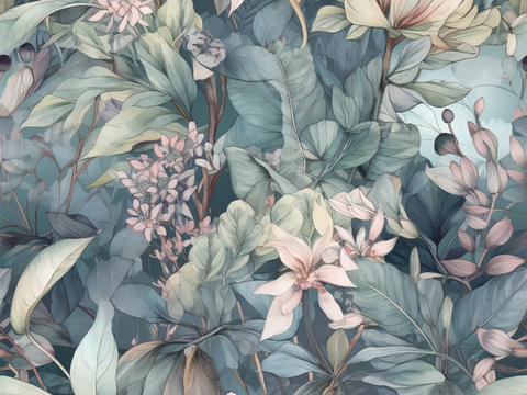 复古小清晰森林系植物纹理图案肌理6