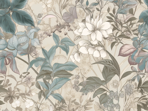 复古小清晰森林系植物纹理图案肌理1