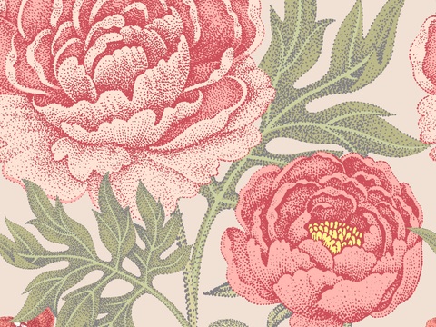 中式植物图案纹理肌理1