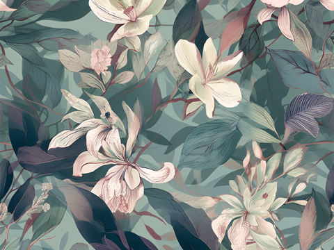 复古小清晰森林系植物纹理图案肌理32