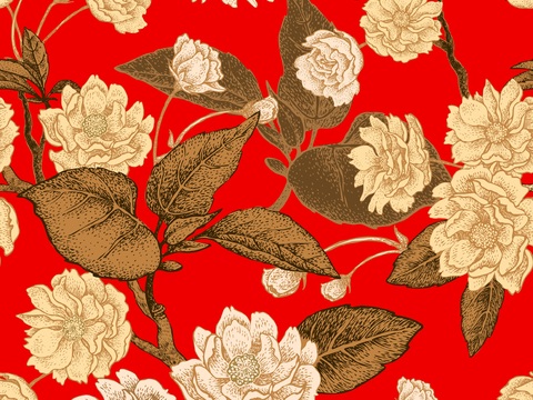 中式植物图案纹理肌理9