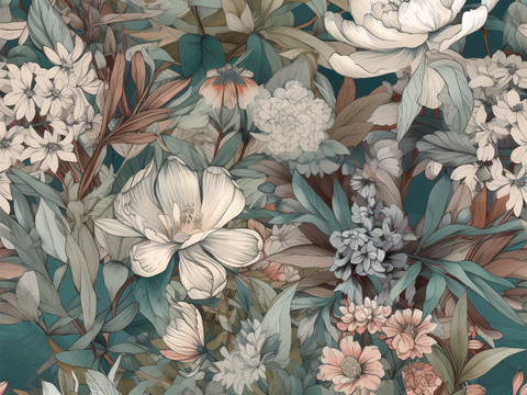 复古小清晰森林系植物纹理图案肌理5