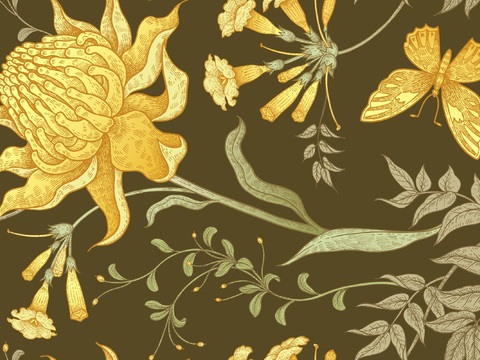 中式植物图案纹理肌理17