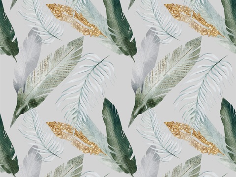  热带非洲动物植物手绘水彩图案纹理肌理7 