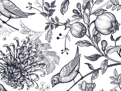 中式植物图案纹理肌理15