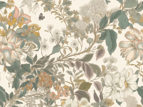 复古小清晰森林系植物纹理图案肌理2