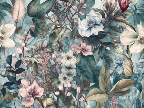 复古小清晰森林系植物纹理图案肌理21