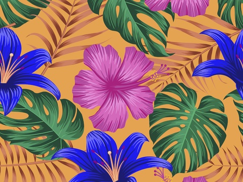  时尚热带植物花纹图案纹理肌理97 