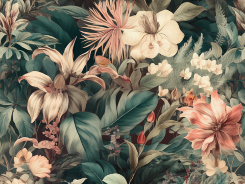 复古小清晰森林系植物纹理图案肌理18