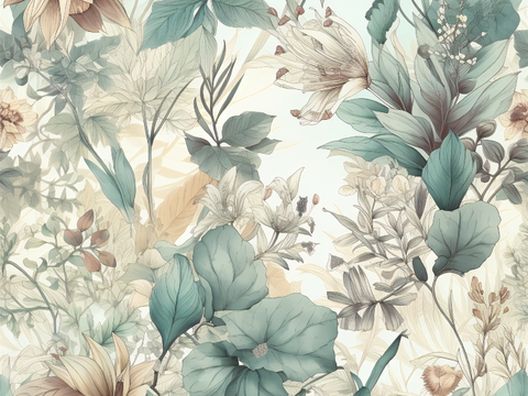 复古小清晰森林系植物纹理图案肌理48