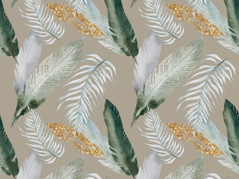  热带非洲动物植物手绘水彩图案纹理肌理8 