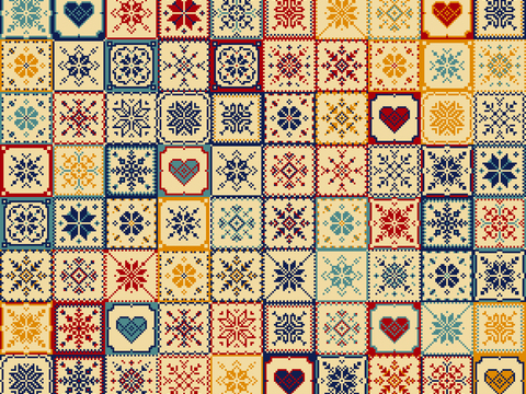 复古民族拼花图案纹理肌理29