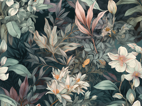 复古小清晰森林系植物纹理图案肌理35