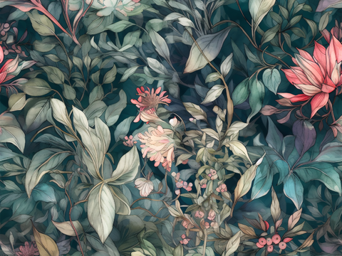 复古小清晰森林系植物纹理图案肌理17