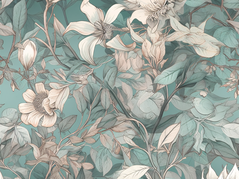 复古小清晰森林系植物纹理图案肌理34