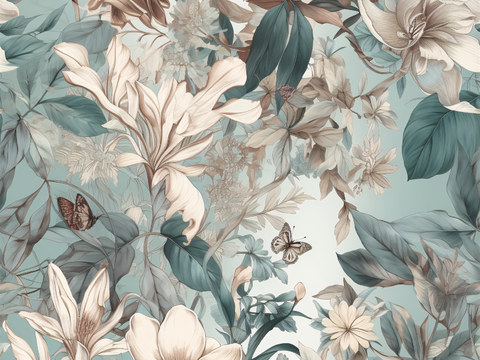 复古小清晰森林系植物纹理图案肌理20