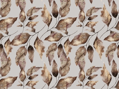  热带非洲动物植物手绘水彩图案纹理肌理18 