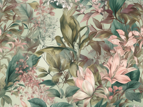 复古小清晰森林系植物纹理图案肌理42