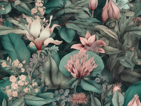 复古小清晰森林系植物纹理图案肌理10