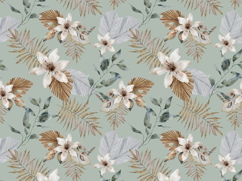 热带非洲动物植物手绘水彩图案纹理肌理9