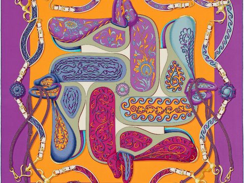  国外高端丝巾面料印花图案105 