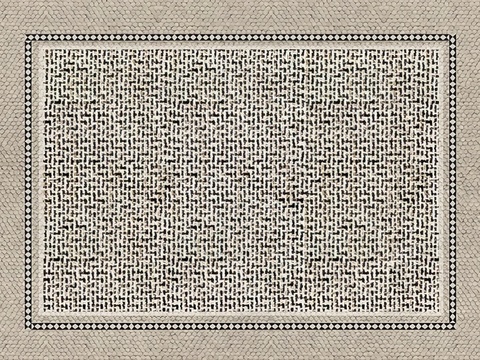 侘寂奶油条纹地毯  编织地毯贴图