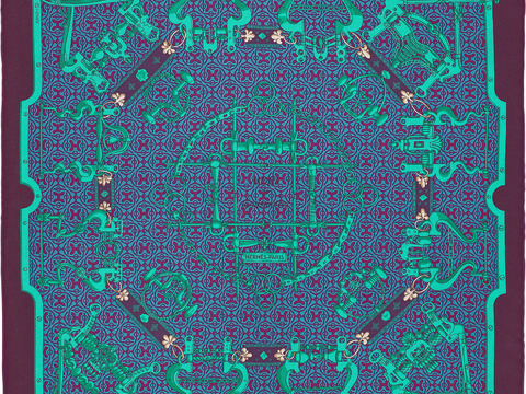  国外高端丝巾面料印花图案1102 