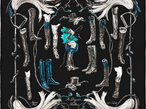  国外高端丝巾面料印花图案1013 