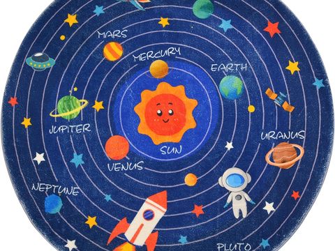 儿童房圆形可爱卡通地毯贴图